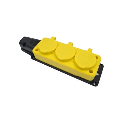 Rozgałęźnik trójnik gumowy listwa 230V IP54 żółty SCHUKO